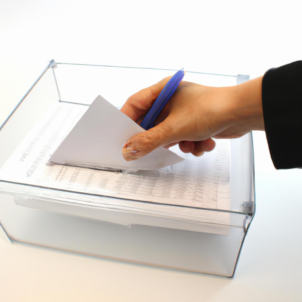Person voting with a ballot