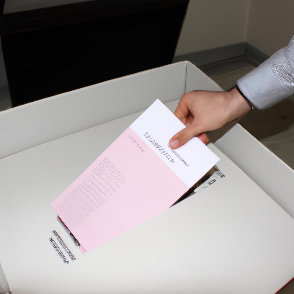 Person holding a ballot paper